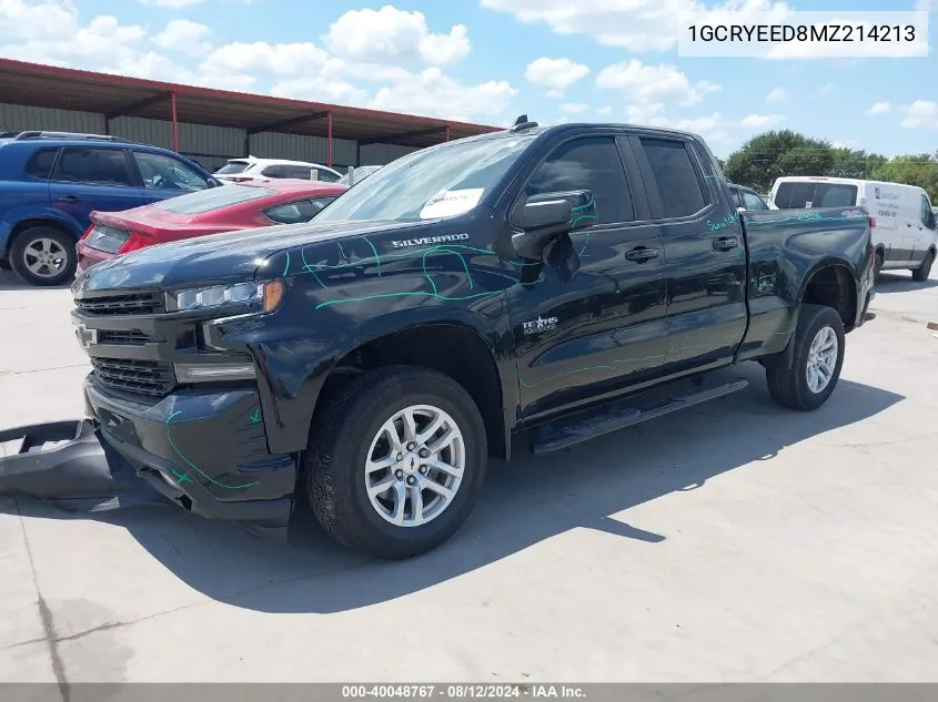 2021 Chevrolet Silverado 1500 4Wd Double Cab Standard Bed Rst VIN: 1GCRYEED8MZ214213 Lot: 40048767