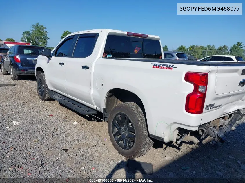 2021 Chevrolet Silverado 1500 4Wd Short Bed Lt Trail Boss VIN: 3GCPYFED6MG468077 Lot: 40100053