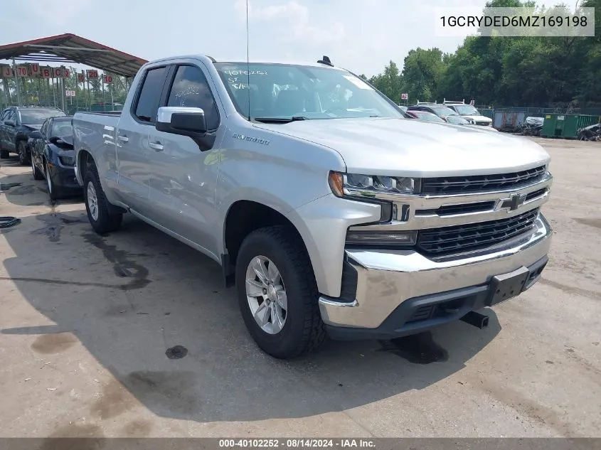 2021 Chevrolet Silverado 1500 4Wd Double Cab Standard Bed Lt VIN: 1GCRYDED6MZ169198 Lot: 40102252