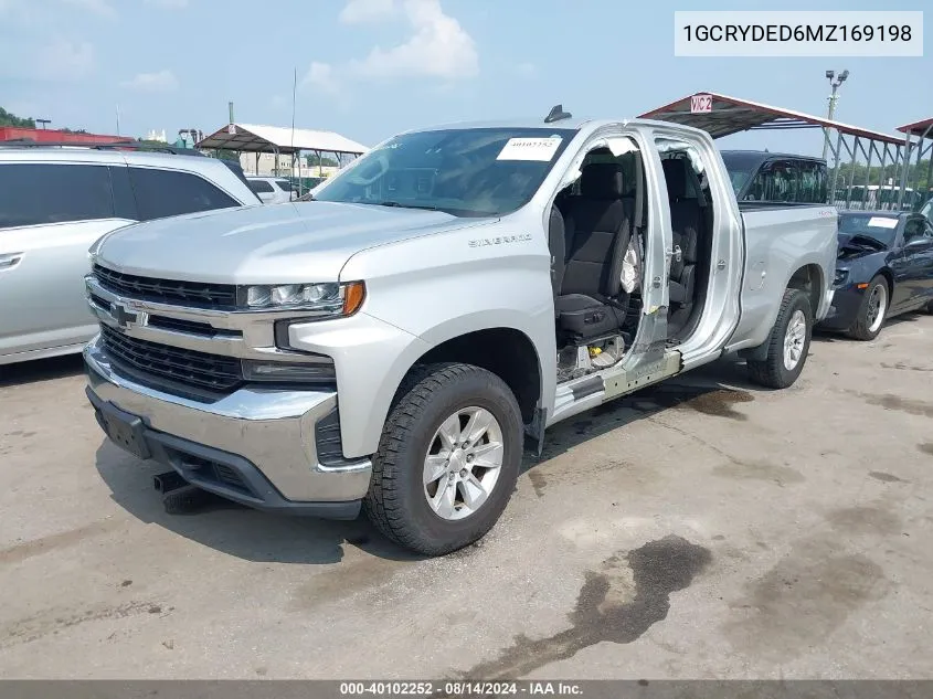 2021 Chevrolet Silverado 1500 4Wd Double Cab Standard Bed Lt VIN: 1GCRYDED6MZ169198 Lot: 40102252