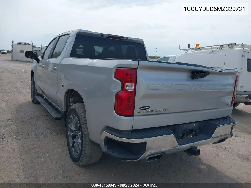 2021 Chevrolet Silverado 1500 4Wd Short Bed Lt VIN: 1GCUYDED6MZ320731 Lot: 40159949