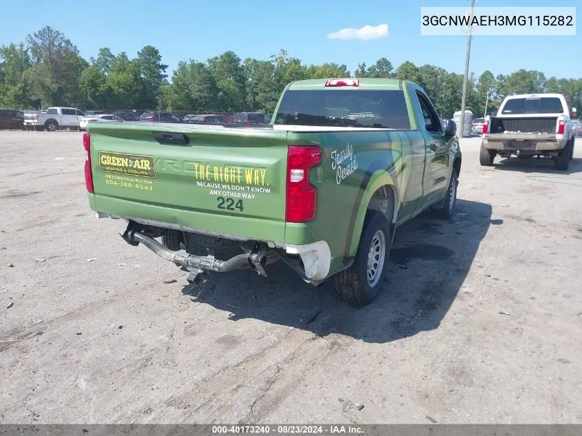 2021 Chevrolet Silverado 1500 2Wd Regular Cab Long Bed Wt VIN: 3GCNWAEH3MG115282 Lot: 40173240