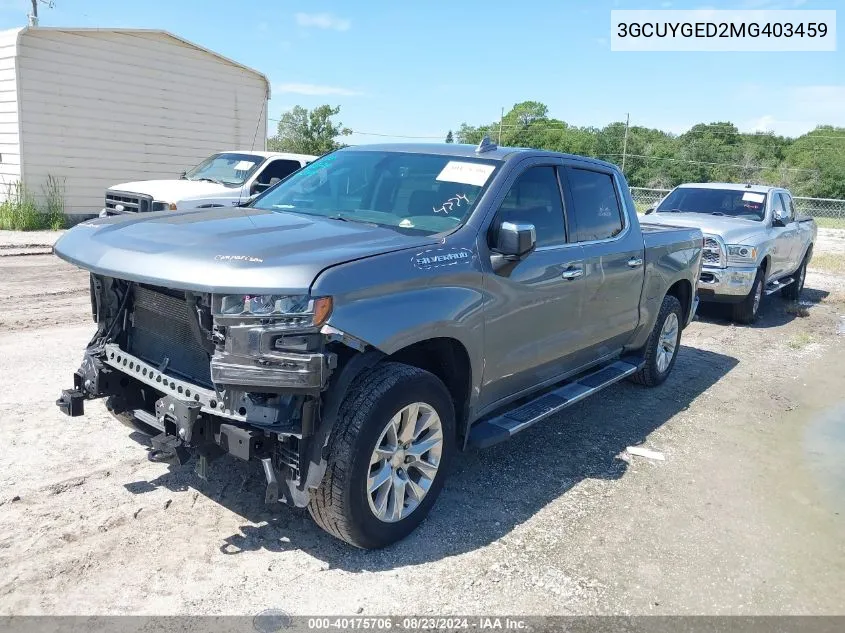 2021 Chevrolet Silverado 1500 4Wd Short Bed Ltz VIN: 3GCUYGED2MG403459 Lot: 40175706