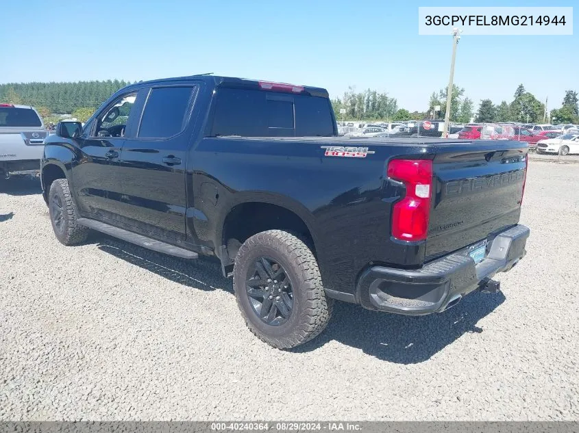 2021 Chevrolet Silverado 1500 4Wd Short Bed Lt Trail Boss VIN: 3GCPYFEL8MG214944 Lot: 40240364