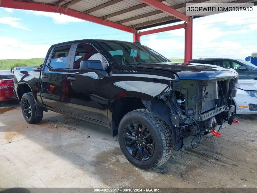 2021 Chevrolet Silverado 1500 2Wd Short Bed Custom VIN: 3GCPWBEH3MG138950 Lot: 40252817