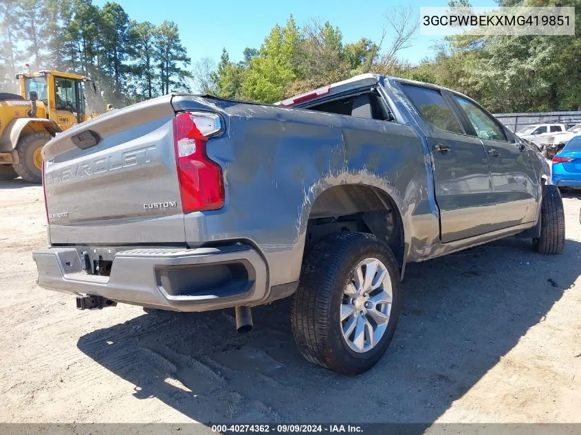 2021 Chevrolet Silverado 1500 2Wd Short Bed Custom VIN: 3GCPWBEKXMG419851 Lot: 40274362