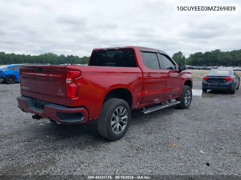 2021 Chevrolet Silverado K1500 Rst VIN: 1GCUYEED3MZ269839 Lot: 40333176