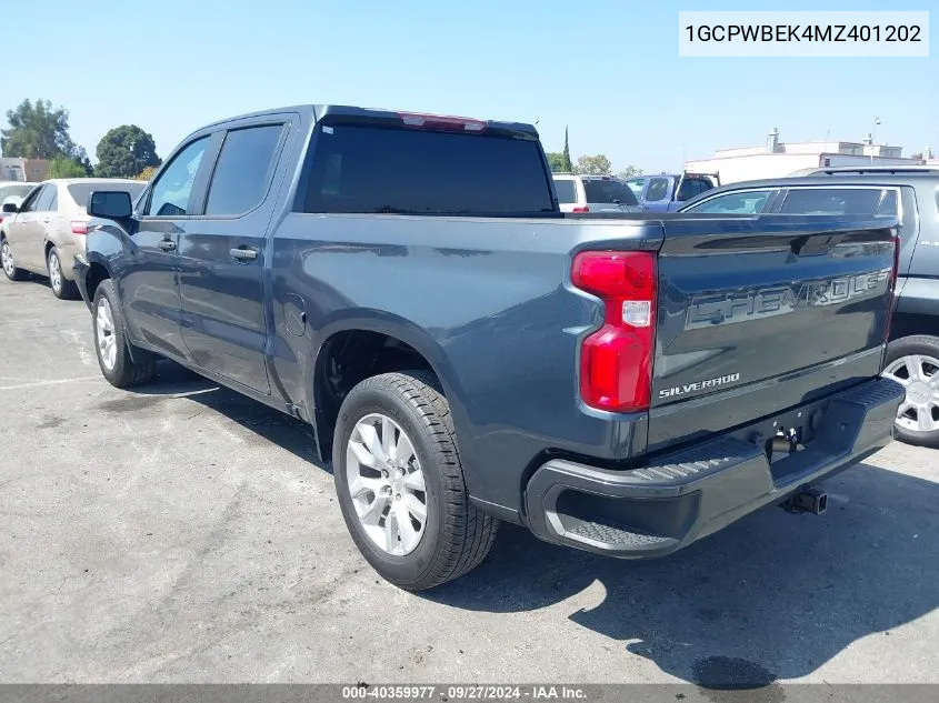 2021 Chevrolet Silverado 1500 2Wd Short Bed Custom VIN: 1GCPWBEK4MZ401202 Lot: 40359977