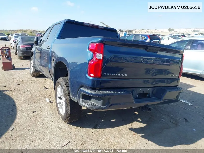 2021 Chevrolet Silverado 1500 2Wd Short Bed Custom VIN: 3GCPWBEK9MG205658 Lot: 40365279