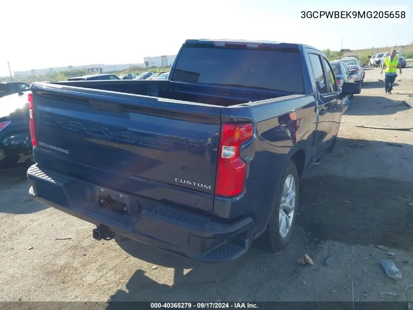 2021 Chevrolet Silverado 1500 2Wd Short Bed Custom VIN: 3GCPWBEK9MG205658 Lot: 40365279