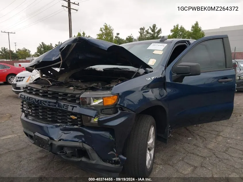 2021 Chevrolet Silverado 1500 2Wd Short Bed Custom VIN: 1GCPWBEK0MZ264372 Lot: 40374455