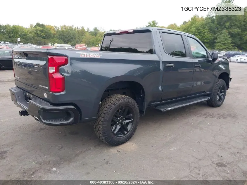 2021 Chevrolet Silverado 1500 4Wd Short Bed Custom Trail Boss VIN: 1GCPYCEF7MZ385323 Lot: 40383368