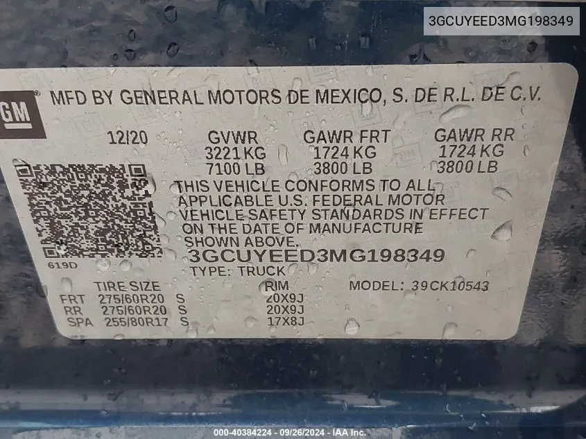 3GCUYEED3MG198349 2021 Chevrolet Silverado 1500 K1500 Rst