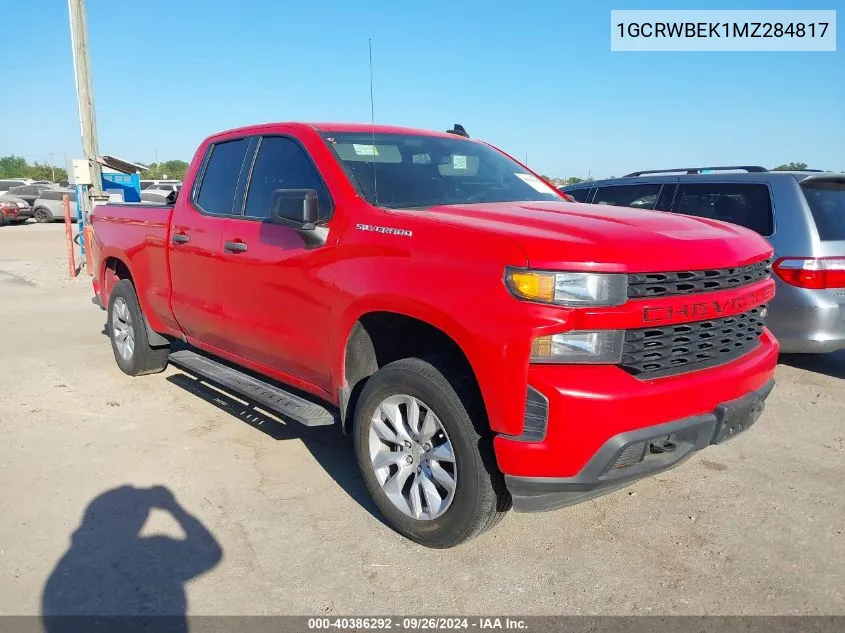 2021 Chevrolet Silverado 1500 2Wd Double Cab Standard Bed Custom VIN: 1GCRWBEK1MZ284817 Lot: 40386292