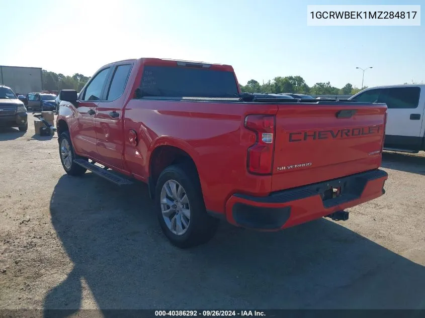 2021 Chevrolet Silverado 1500 2Wd Double Cab Standard Bed Custom VIN: 1GCRWBEK1MZ284817 Lot: 40386292