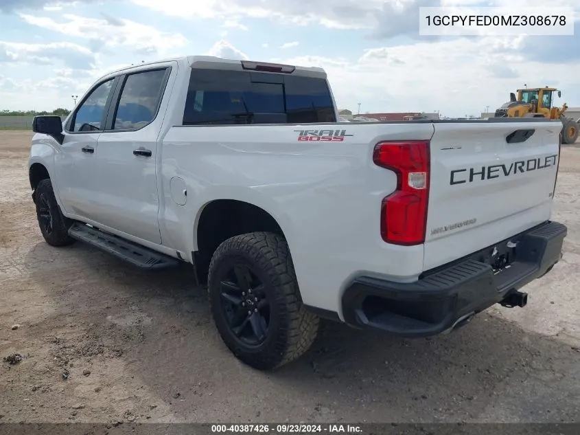 2021 Chevrolet Silverado 1500 4Wd Short Bed Lt Trail Boss VIN: 1GCPYFED0MZ308678 Lot: 40387426