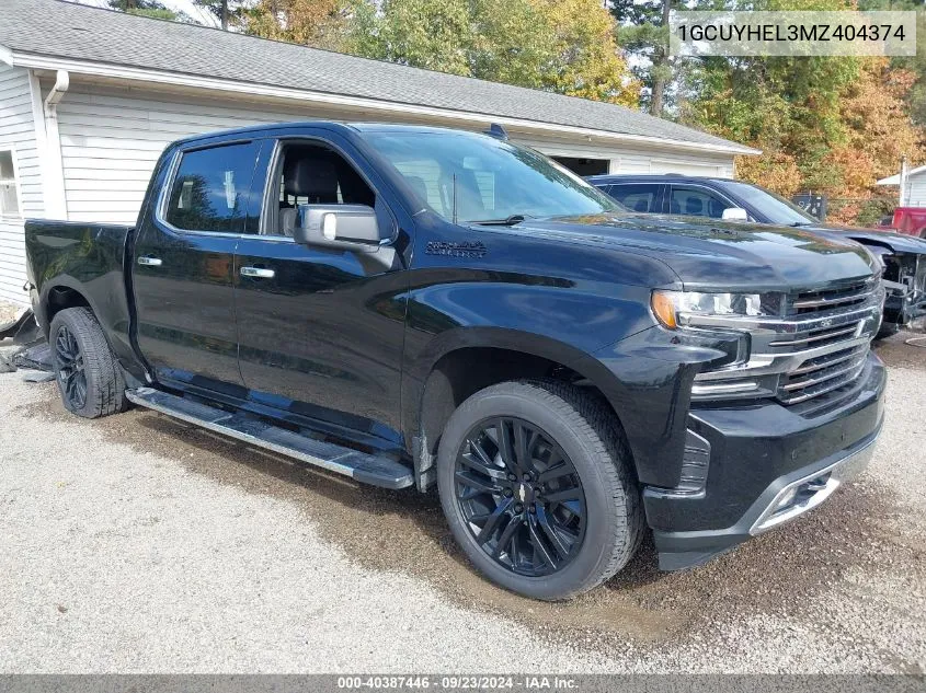 2021 Chevrolet Silverado 1500 4Wd Short Bed High Country VIN: 1GCUYHEL3MZ404374 Lot: 40387446