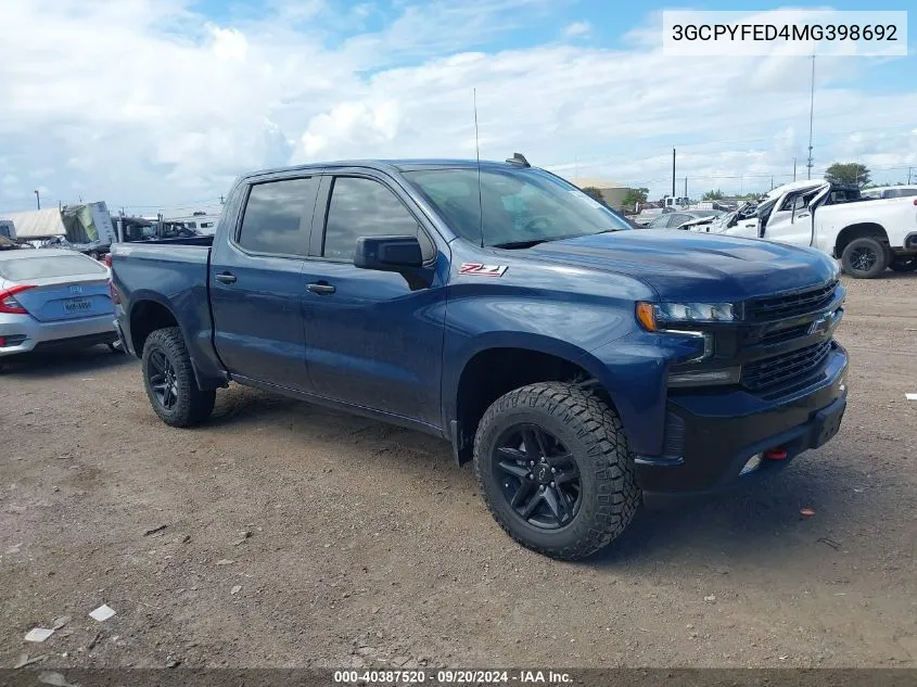 2021 Chevrolet Silverado 1500 4Wd Short Bed Lt Trail Boss VIN: 3GCPYFED4MG398692 Lot: 40387520