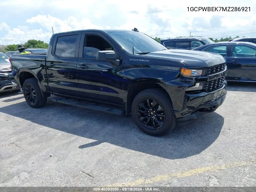 2021 Chevrolet Silverado 1500 2Wd Short Bed Custom VIN: 1GCPWBEK7MZ286921 Lot: 40393095