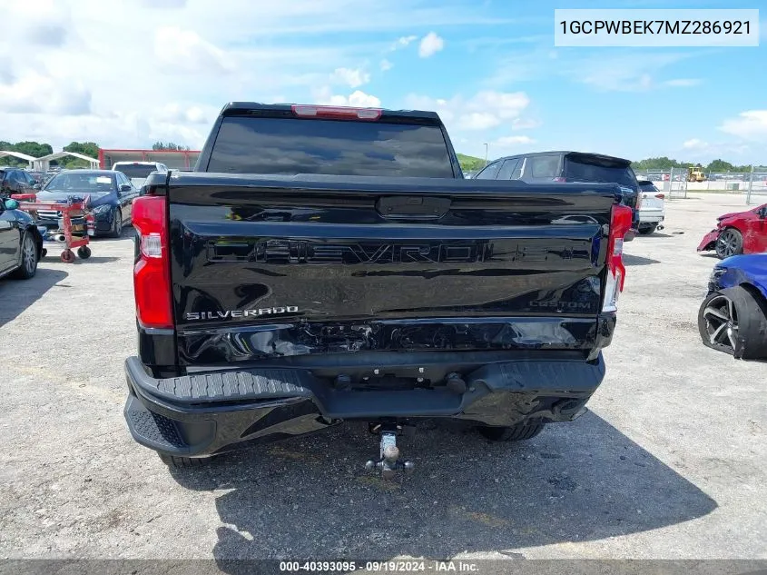 2021 Chevrolet Silverado 1500 2Wd Short Bed Custom VIN: 1GCPWBEK7MZ286921 Lot: 40393095