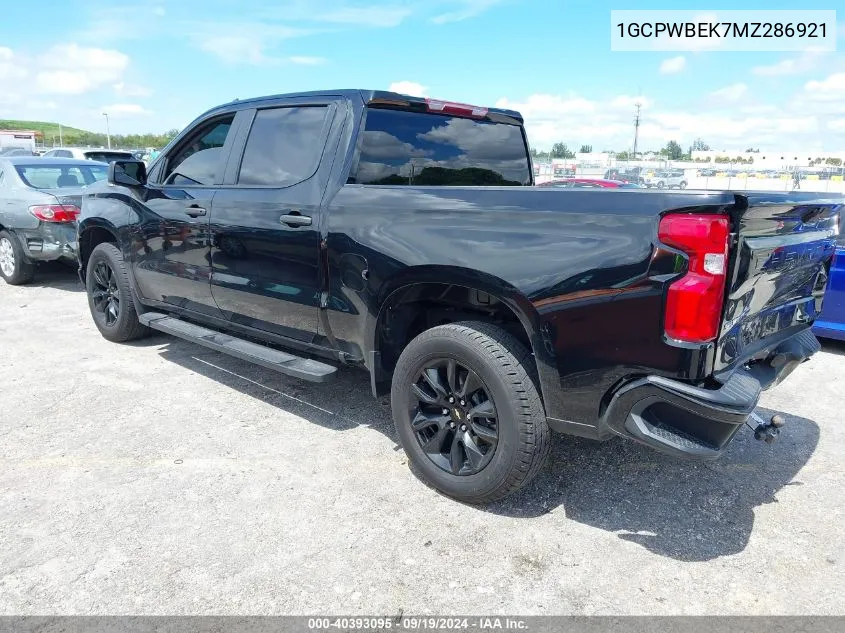 2021 Chevrolet Silverado 1500 2Wd Short Bed Custom VIN: 1GCPWBEK7MZ286921 Lot: 40393095