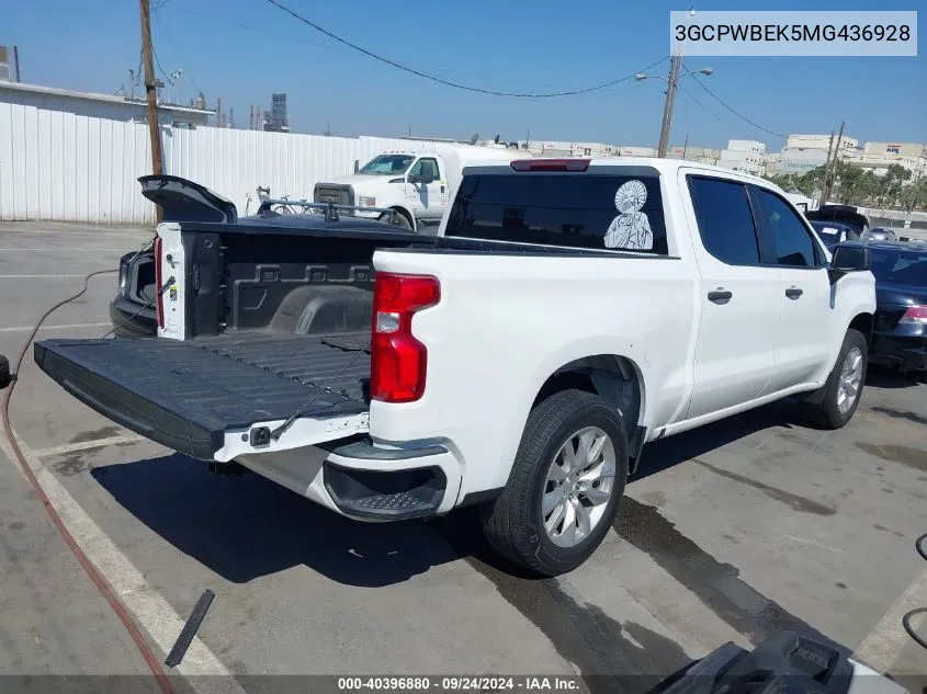 2021 Chevrolet Silverado 1500 2Wd Short Bed Custom VIN: 3GCPWBEK5MG436928 Lot: 40396880