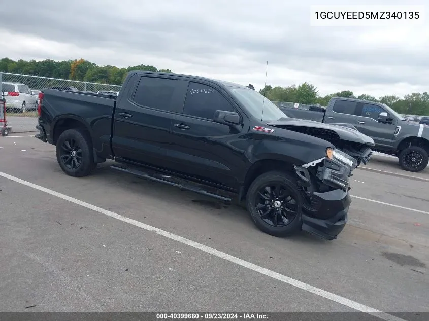 2021 Chevrolet Silverado 1500 4Wd Short Bed Rst VIN: 1GCUYEED5MZ340135 Lot: 40399660