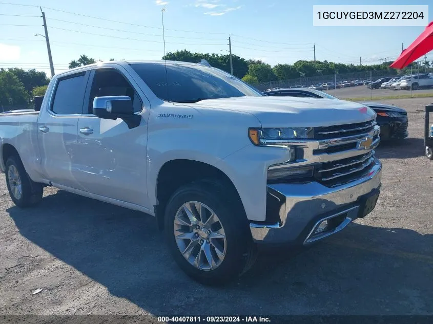 2021 Chevrolet Silverado K1500 Ltz VIN: 1GCUYGED3MZ272204 Lot: 40407811