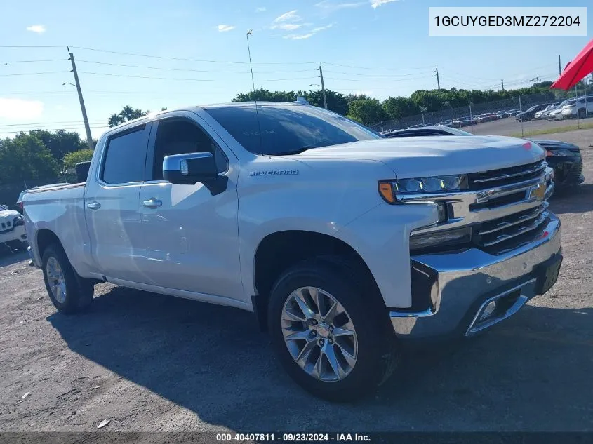 2021 Chevrolet Silverado K1500 Ltz VIN: 1GCUYGED3MZ272204 Lot: 40407811