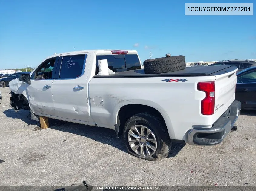 2021 Chevrolet Silverado K1500 Ltz VIN: 1GCUYGED3MZ272204 Lot: 40407811