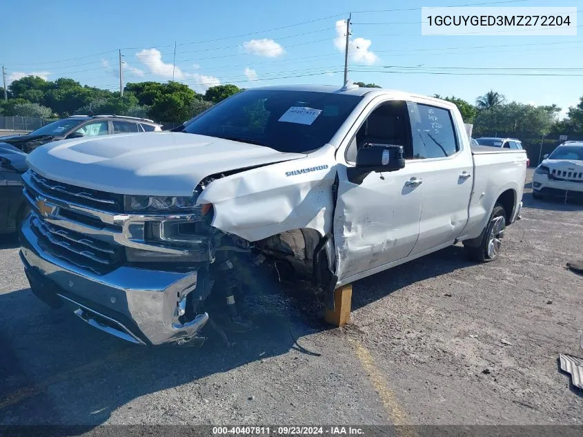 2021 Chevrolet Silverado K1500 Ltz VIN: 1GCUYGED3MZ272204 Lot: 40407811