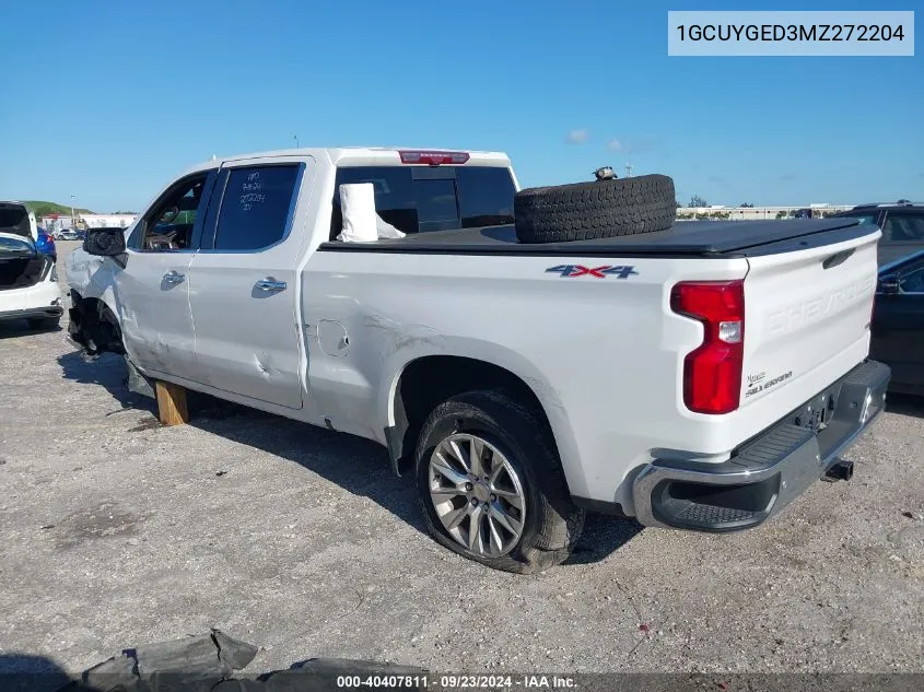 2021 Chevrolet Silverado K1500 Ltz VIN: 1GCUYGED3MZ272204 Lot: 40407811