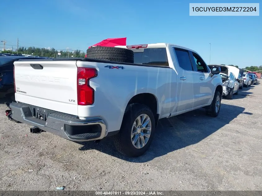 2021 Chevrolet Silverado K1500 Ltz VIN: 1GCUYGED3MZ272204 Lot: 40407811