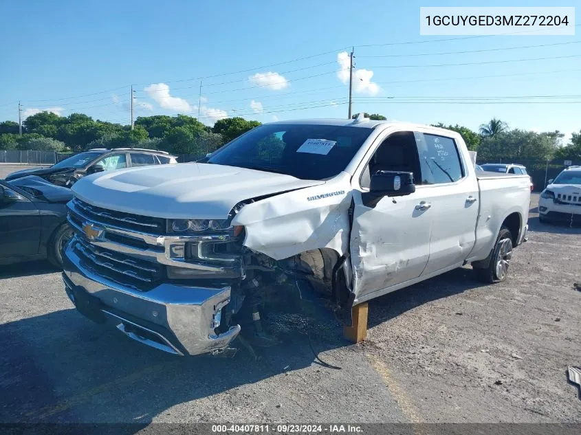 2021 Chevrolet Silverado K1500 Ltz VIN: 1GCUYGED3MZ272204 Lot: 40407811