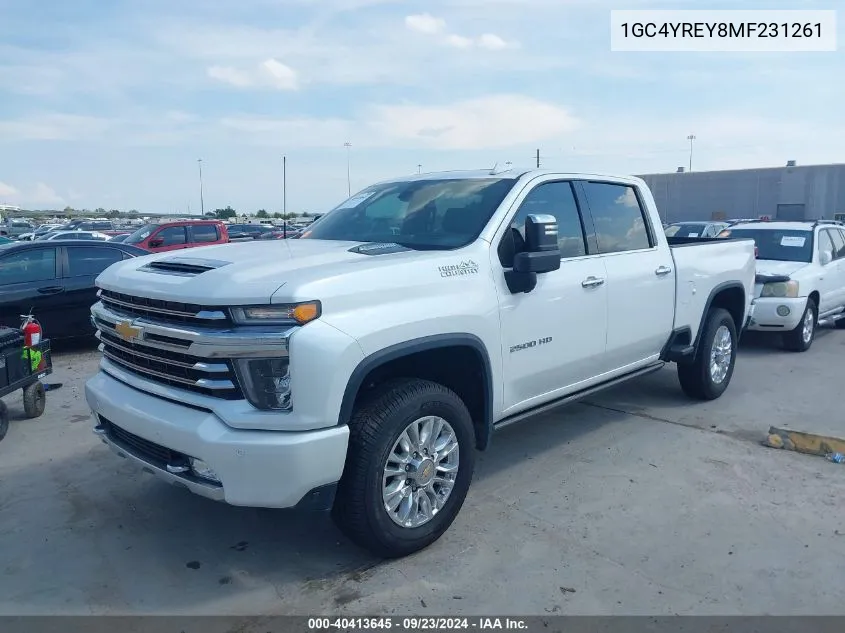 2021 Chevrolet Silverado 2500Hd 4Wd Standard Bed High Country VIN: 1GC4YREY8MF231261 Lot: 40413645