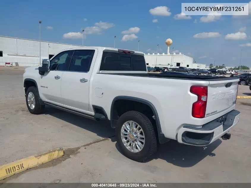 2021 Chevrolet Silverado 2500Hd 4Wd Standard Bed High Country VIN: 1GC4YREY8MF231261 Lot: 40413645