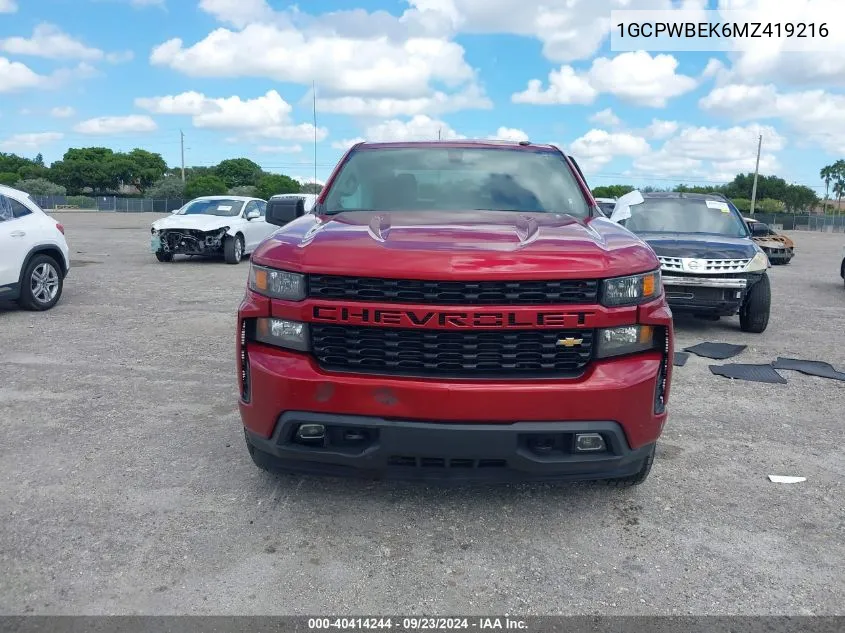 2021 Chevrolet Silverado 1500 2Wd Short Bed Custom VIN: 1GCPWBEK6MZ419216 Lot: 40414244