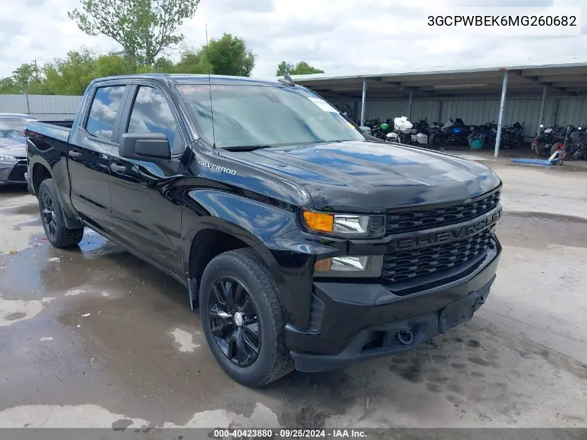 2021 Chevrolet Silverado 1500 2Wd Short Bed Custom VIN: 3GCPWBEK6MG260682 Lot: 40423880