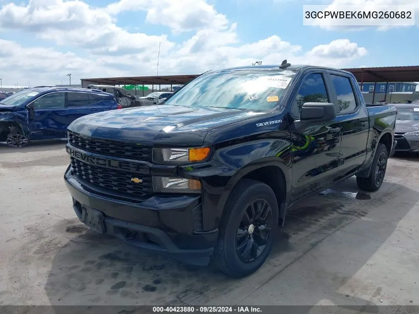 2021 Chevrolet Silverado 1500 2Wd Short Bed Custom VIN: 3GCPWBEK6MG260682 Lot: 40423880