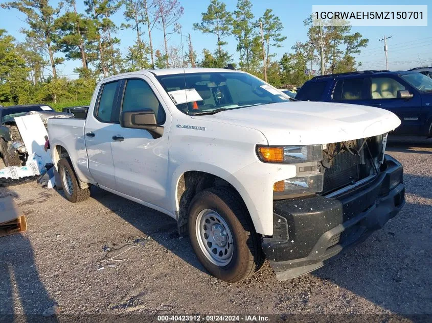 2021 Chevrolet Silverado C1500 VIN: 1GCRWAEH5MZ150701 Lot: 40423912