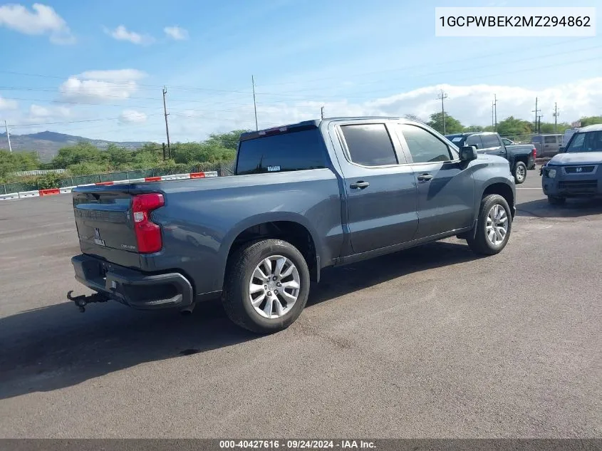 2021 Chevrolet Silverado 1500 2Wd Short Bed Custom VIN: 1GCPWBEK2MZ294862 Lot: 40427616