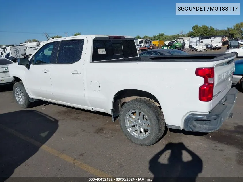 3GCUYDET7MG188117 2021 Chevrolet Silverado 1500 4Wd Standard Bed Lt