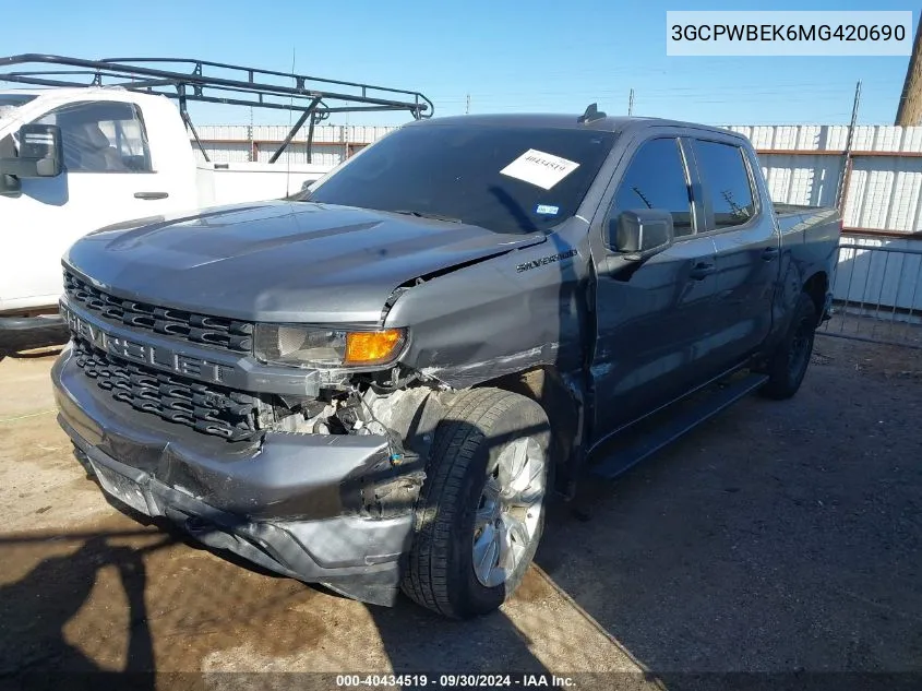 2021 Chevrolet Silverado 1500 2Wd Short Bed Custom VIN: 3GCPWBEK6MG420690 Lot: 40434519