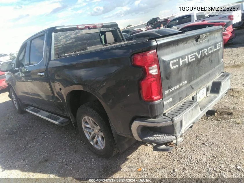 2021 Chevrolet Silverado 1500 4Wd Short Bed Ltz VIN: 1GCUYGED3MZ325287 Lot: 40434753