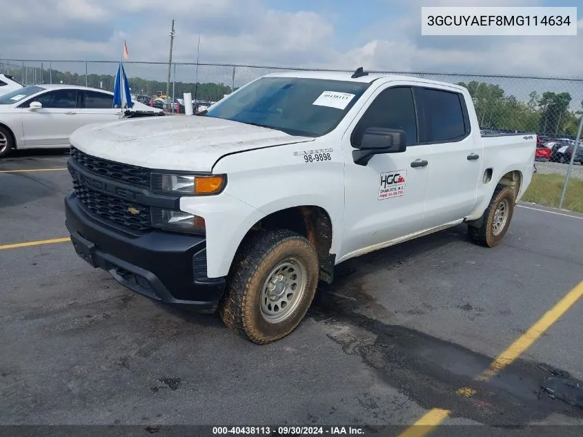 2021 Chevrolet Silverado 1500 K1500 VIN: 3GCUYAEF8MG114634 Lot: 40438113