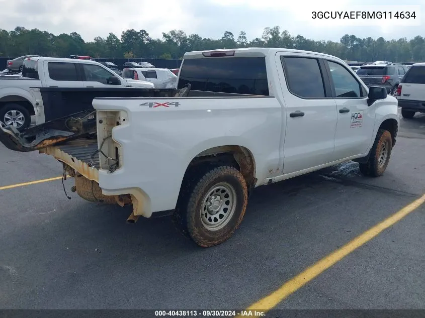 2021 Chevrolet Silverado 1500 K1500 VIN: 3GCUYAEF8MG114634 Lot: 40438113