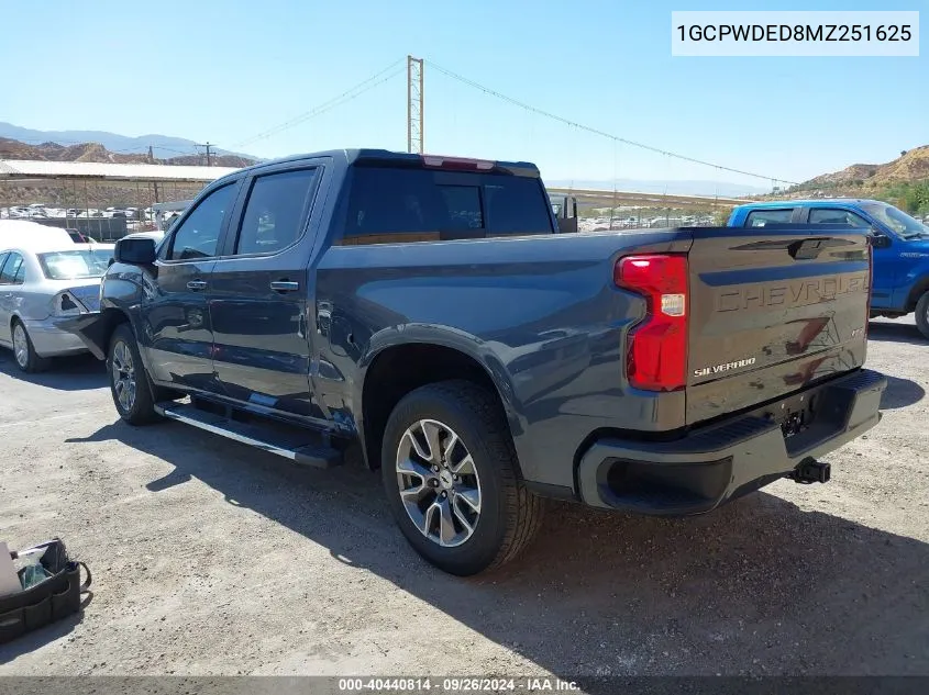 2021 Chevrolet Silverado 1500 2Wd Short Bed Rst VIN: 1GCPWDED8MZ251625 Lot: 40440814