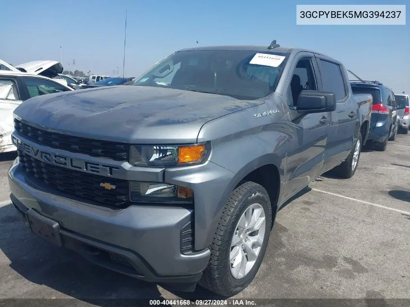 2021 Chevrolet Silverado 1500 4Wd Standard Bed Custom VIN: 3GCPYBEK5MG394237 Lot: 40441668