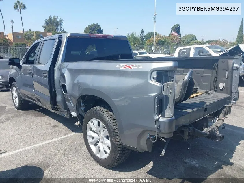 2021 Chevrolet Silverado 1500 4Wd Standard Bed Custom VIN: 3GCPYBEK5MG394237 Lot: 40441668