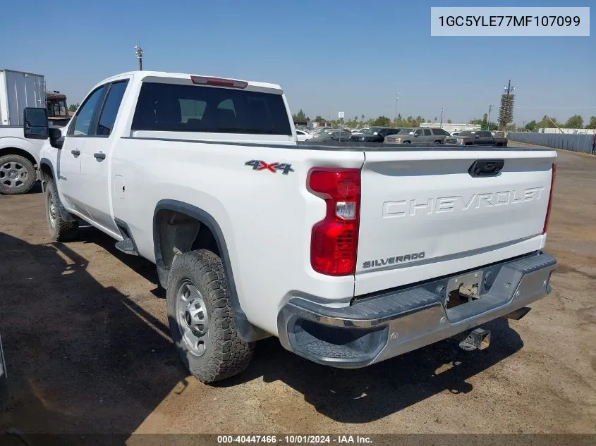 2021 Chevrolet Silverado 2500Hd 4Wd Double Cab Long Bed Wt VIN: 1GC5YLE77MF107099 Lot: 40447466